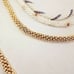Vintage Set of Four Seed Beaded Faux Pearl Rope Floral Gold Striped Necklaces