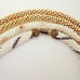 Vintage Set of Four Seed Beaded Faux Pearl Rope Floral Gold Striped Necklaces