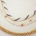 Vintage Set of Four Seed Beaded Faux Pearl Rope Floral Gold Striped Necklaces
