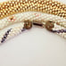 Vintage Set of Four Seed Beaded Faux Pearl Rope Floral Gold Striped Necklaces