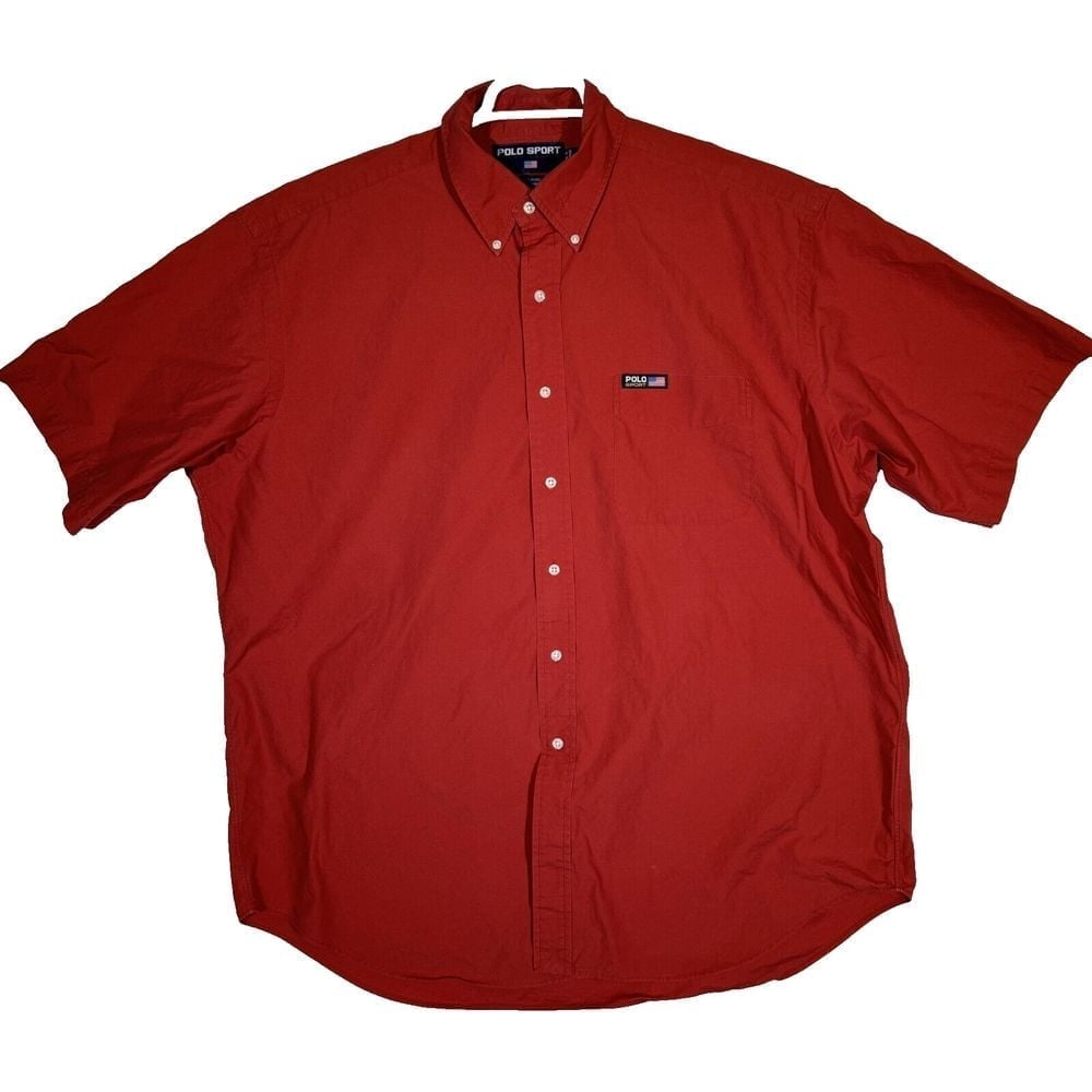 Polo Sport Ralph Lauren Mens Blaire Shirt XL Red Cotton Classic Button-Down M563