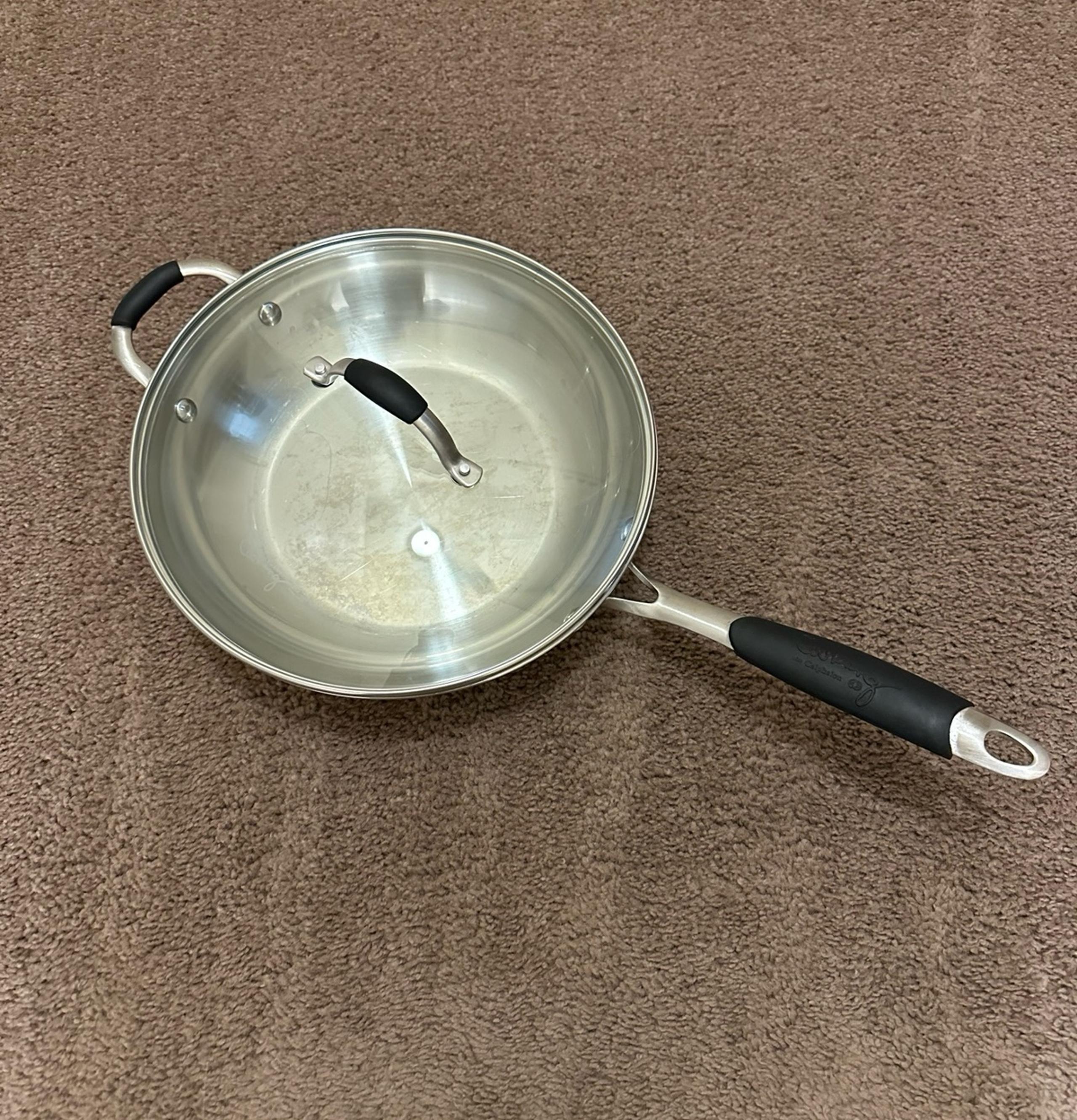 Cooking with Calphalon 11” Stainless Steel Frying Skillet Sauté Pan with Lid