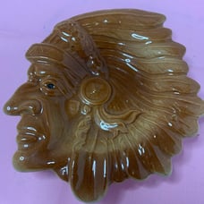 Very Rare ceramic ventage Indian head ashtray made in Japan. Brown