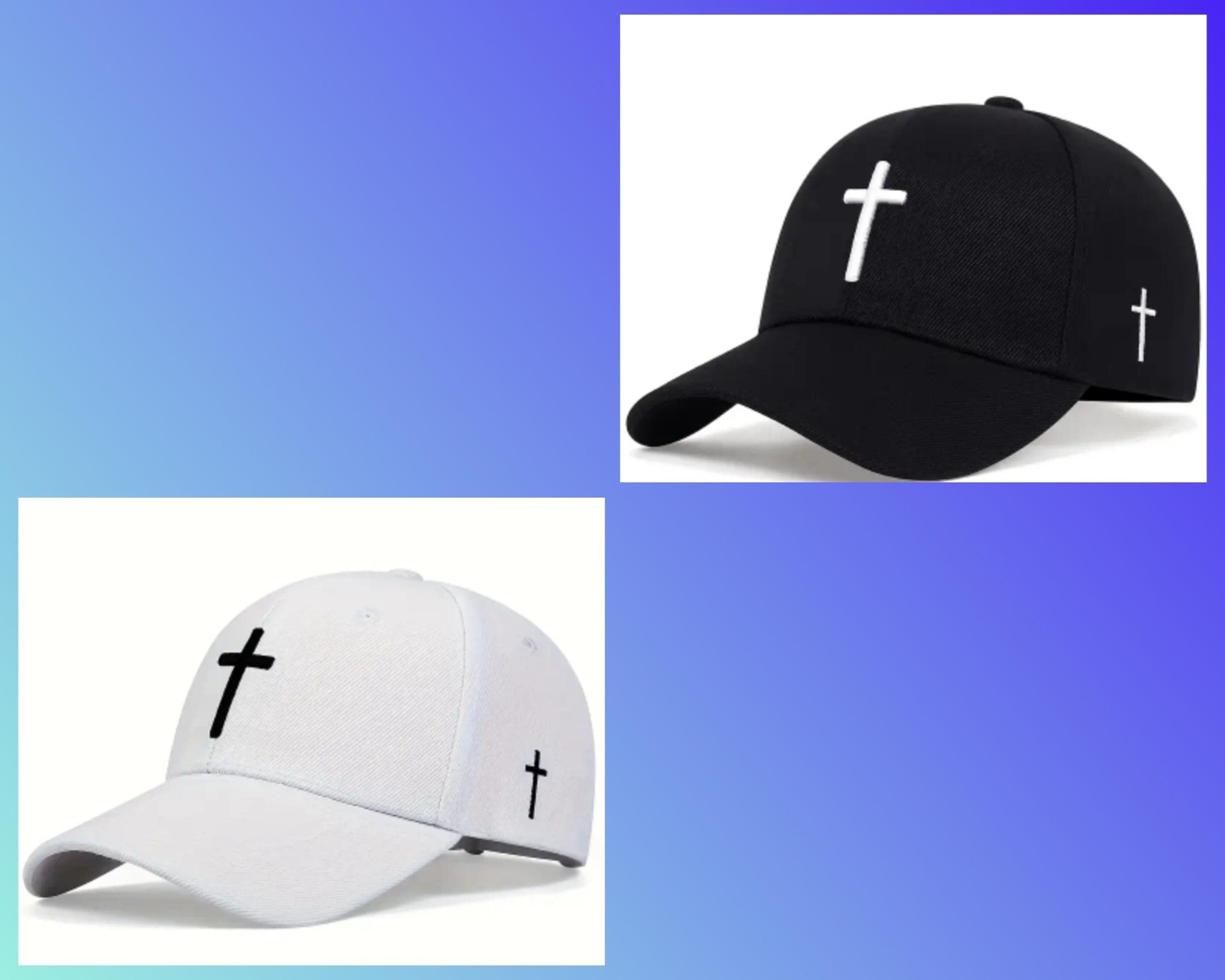 Bundle Of 2 Unisex Cross  Adjustable Baseball Cap White/Black
