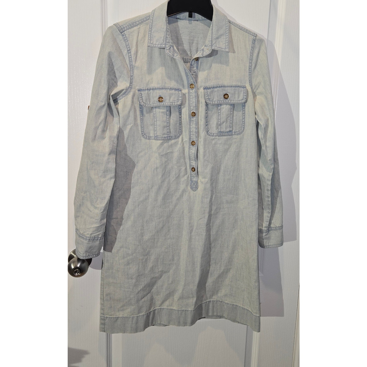 Women's J Crew Classic Chambray Denim Cotton Button Up Shirtdress sz M?