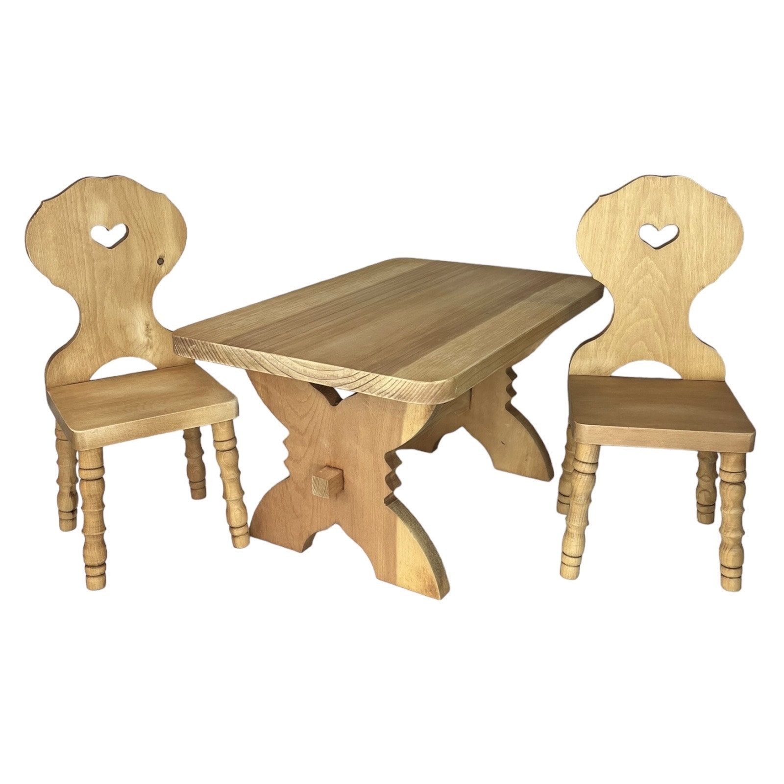 American Girl Pleasant Company Kirsten Wood TRESTLE TABLE & CHAIRS 18 Doll Set