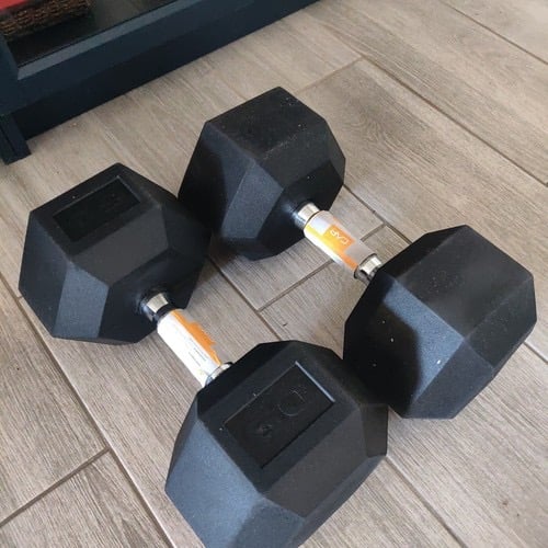 Hex Rubber Dumbbells 25 lbs each (50 lb total)