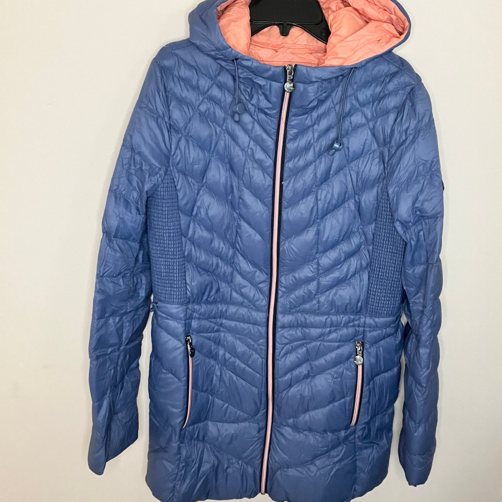 Blue and Pink Quilted Women's Jacket puffer down coat Bernardo primaloft large