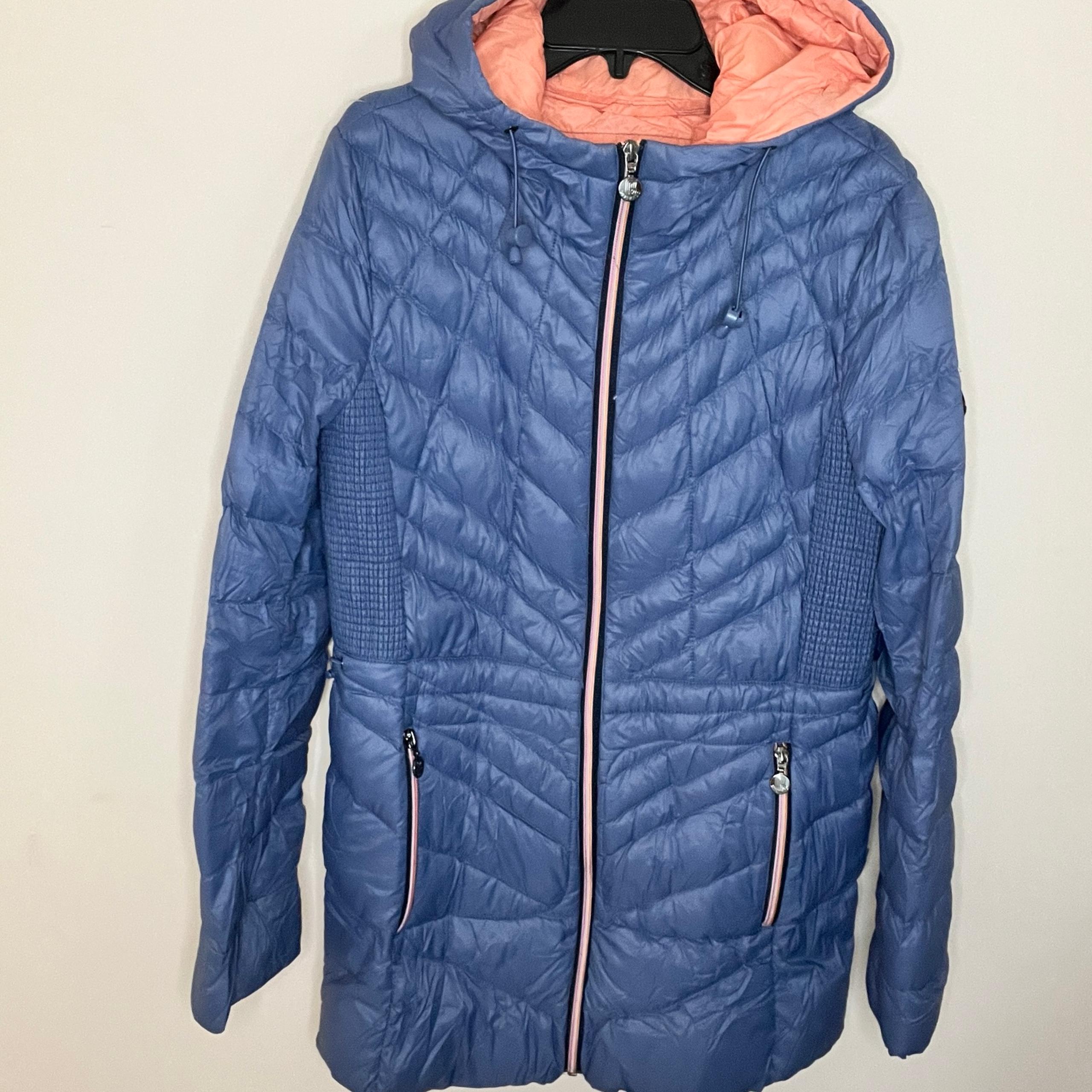 Blue and Pink Quilted Women's Jacket puffer down coat Bernardo primaloft large