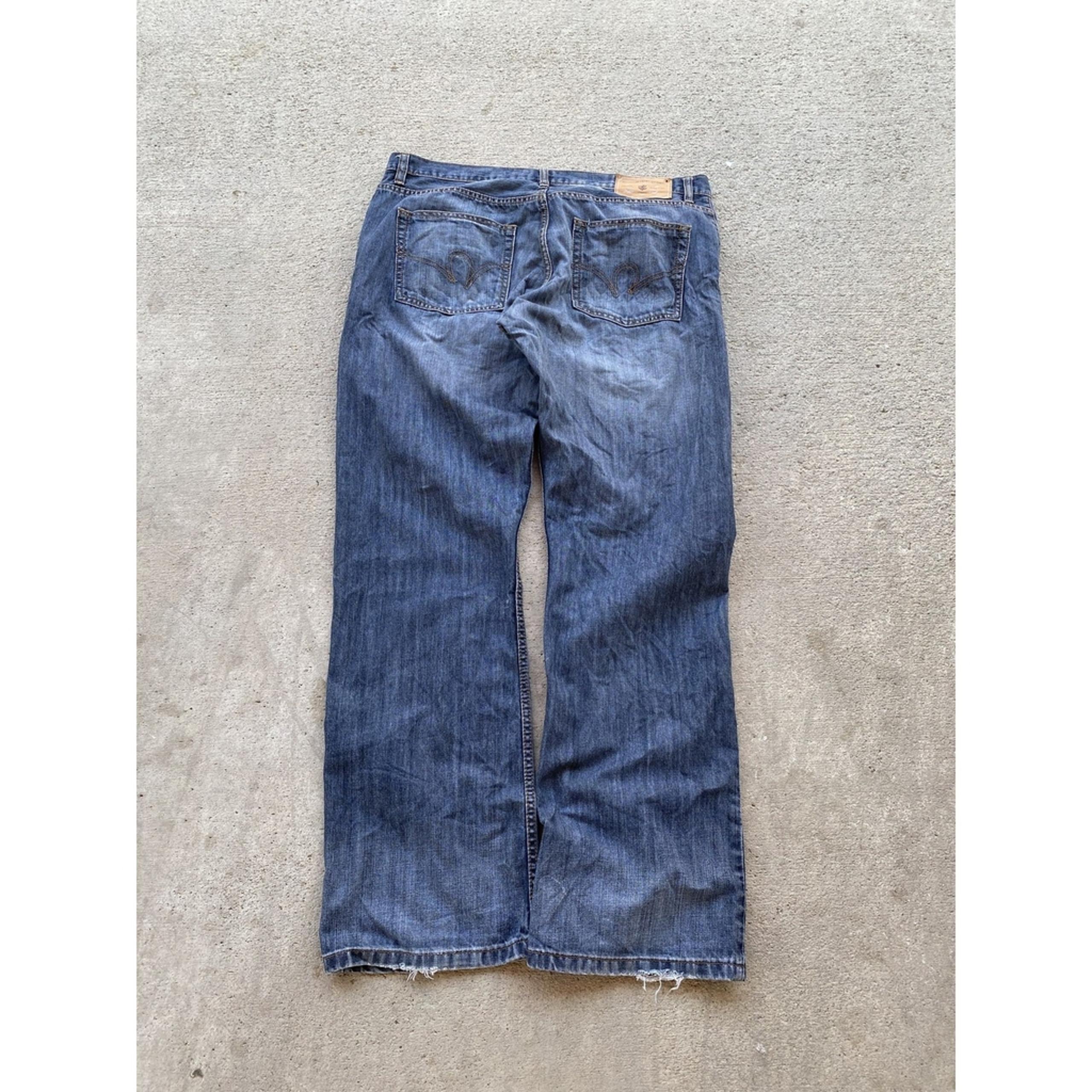 Rocawear Jeans Mens 38x34 Blue Baggy Fit Distressed Denim Streetwear Hip Hop
