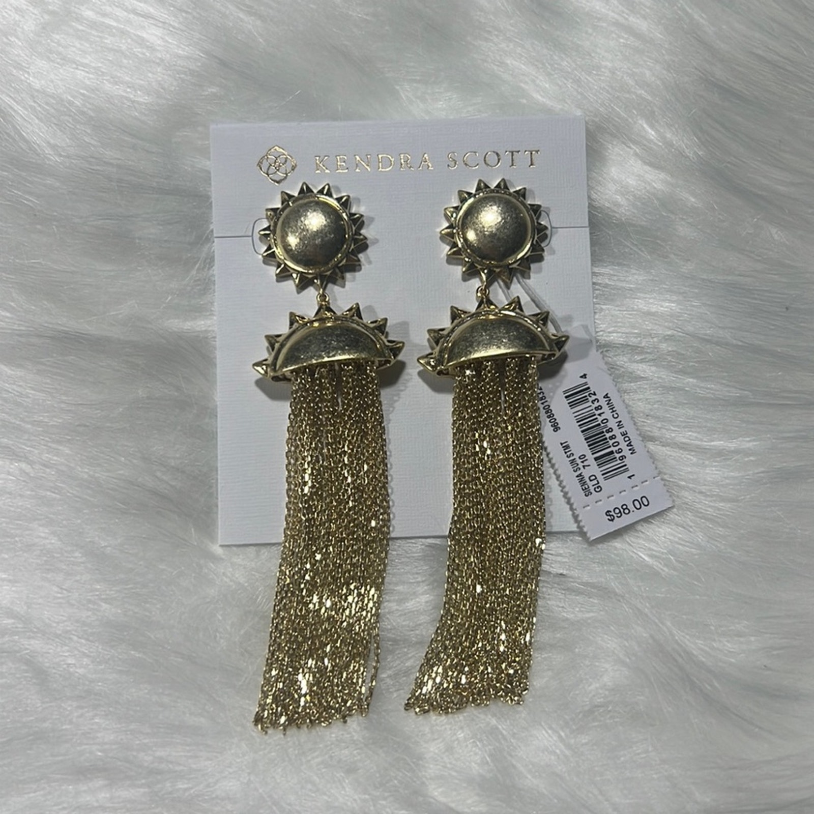 NWT Kendra Scott Sienna Sun Statement Earrings in Gold
