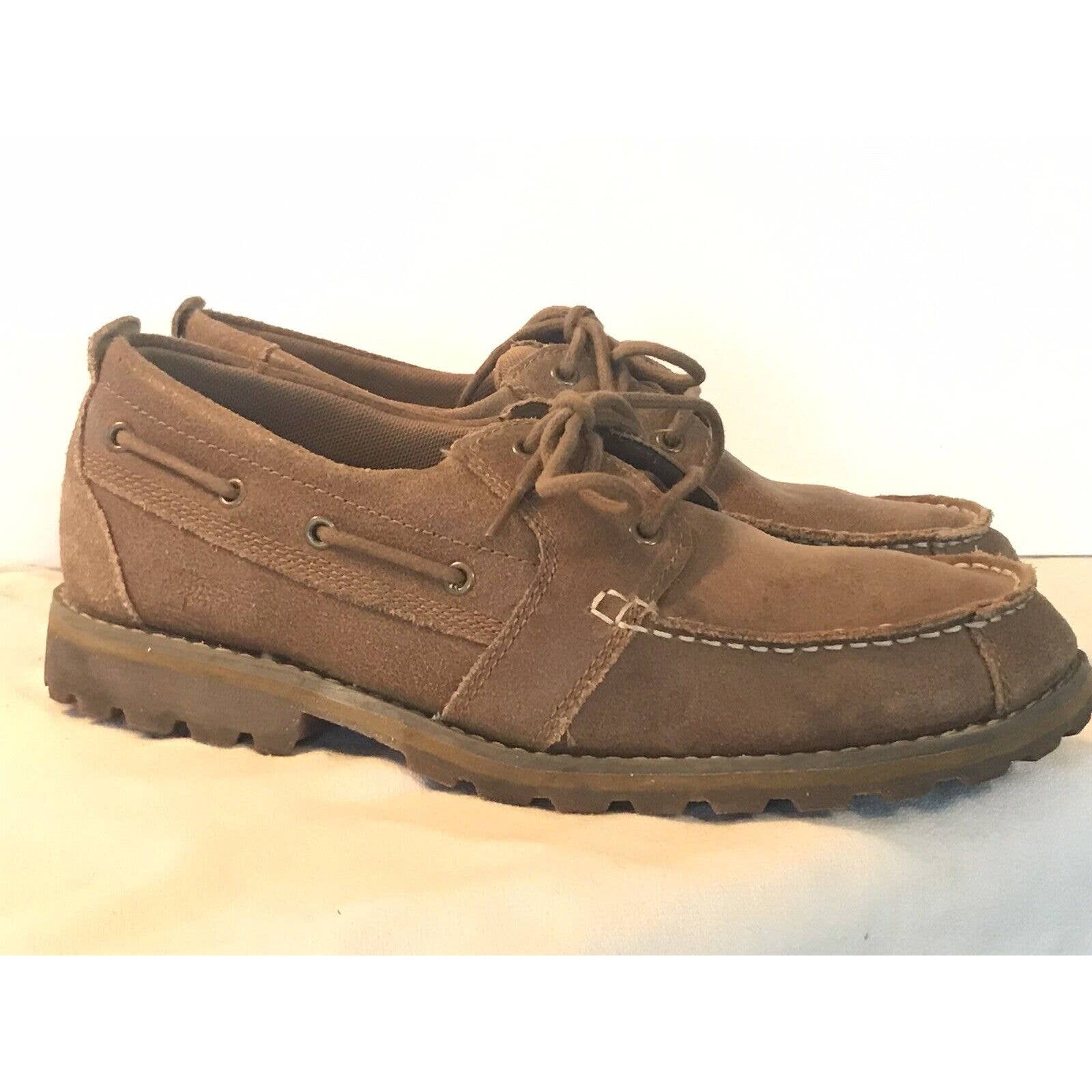 Timberland Jacksons Landing Moc Toe Tan Oxford Shoes Leather Wheat Nubuck Sz 9