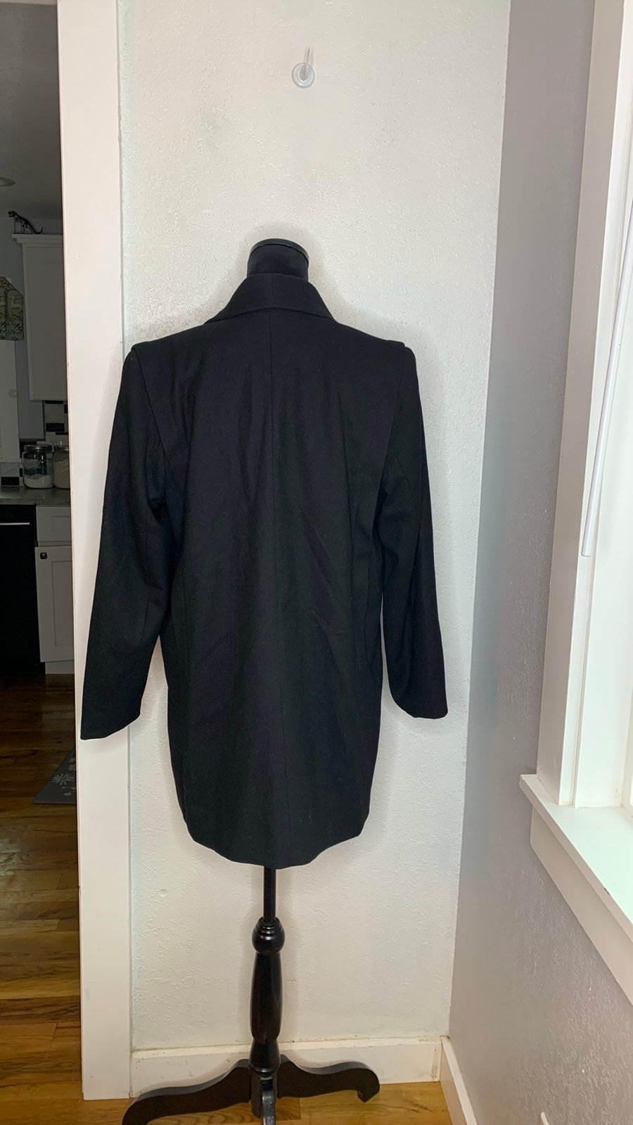 Forecaster black double breasted 100% wool coat jacket vintage 80s size 9 /10
