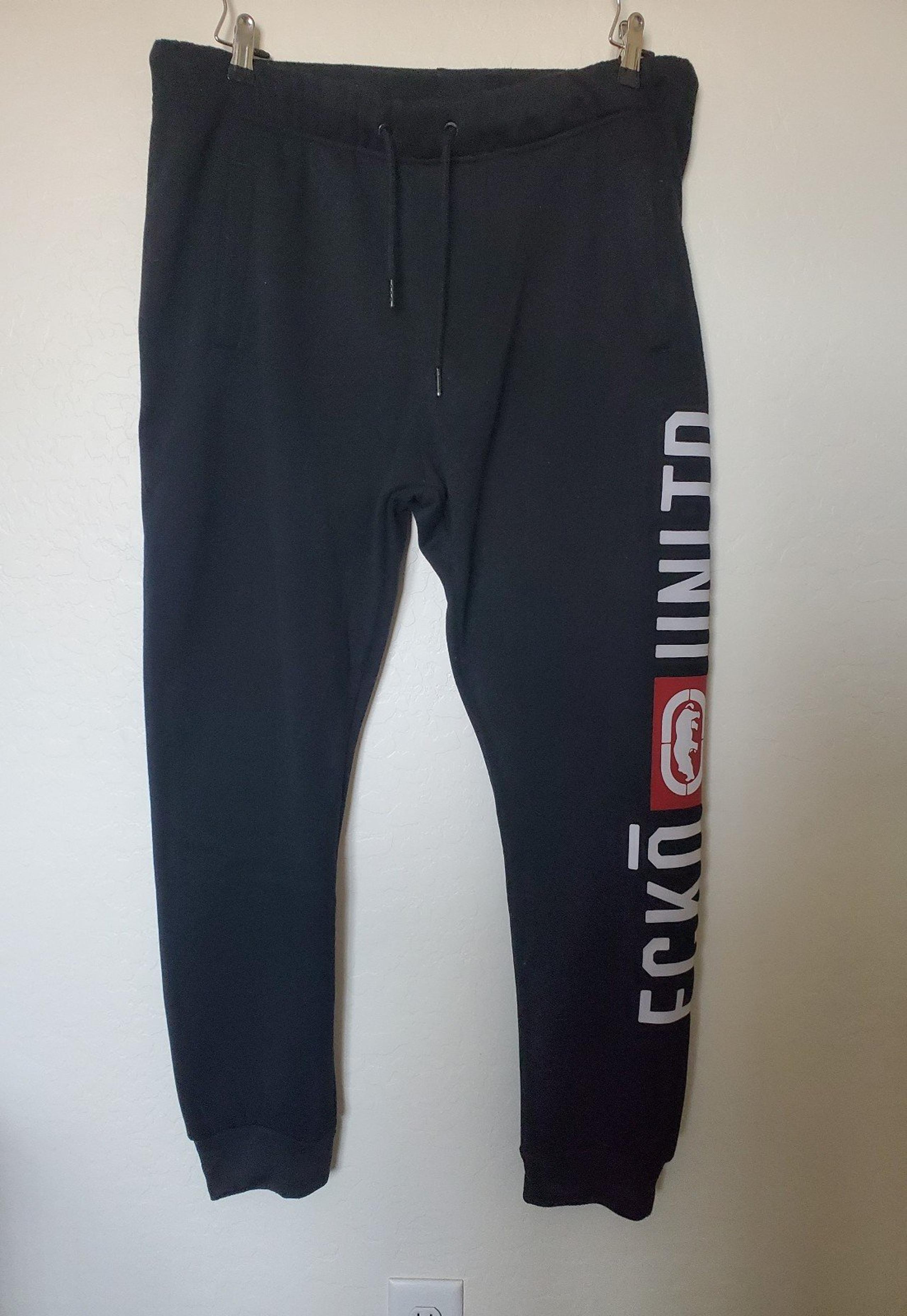 Ecko Unltd. Black Sweatpants Loungewear Fleece Joggers Comfy Unisex Size Large