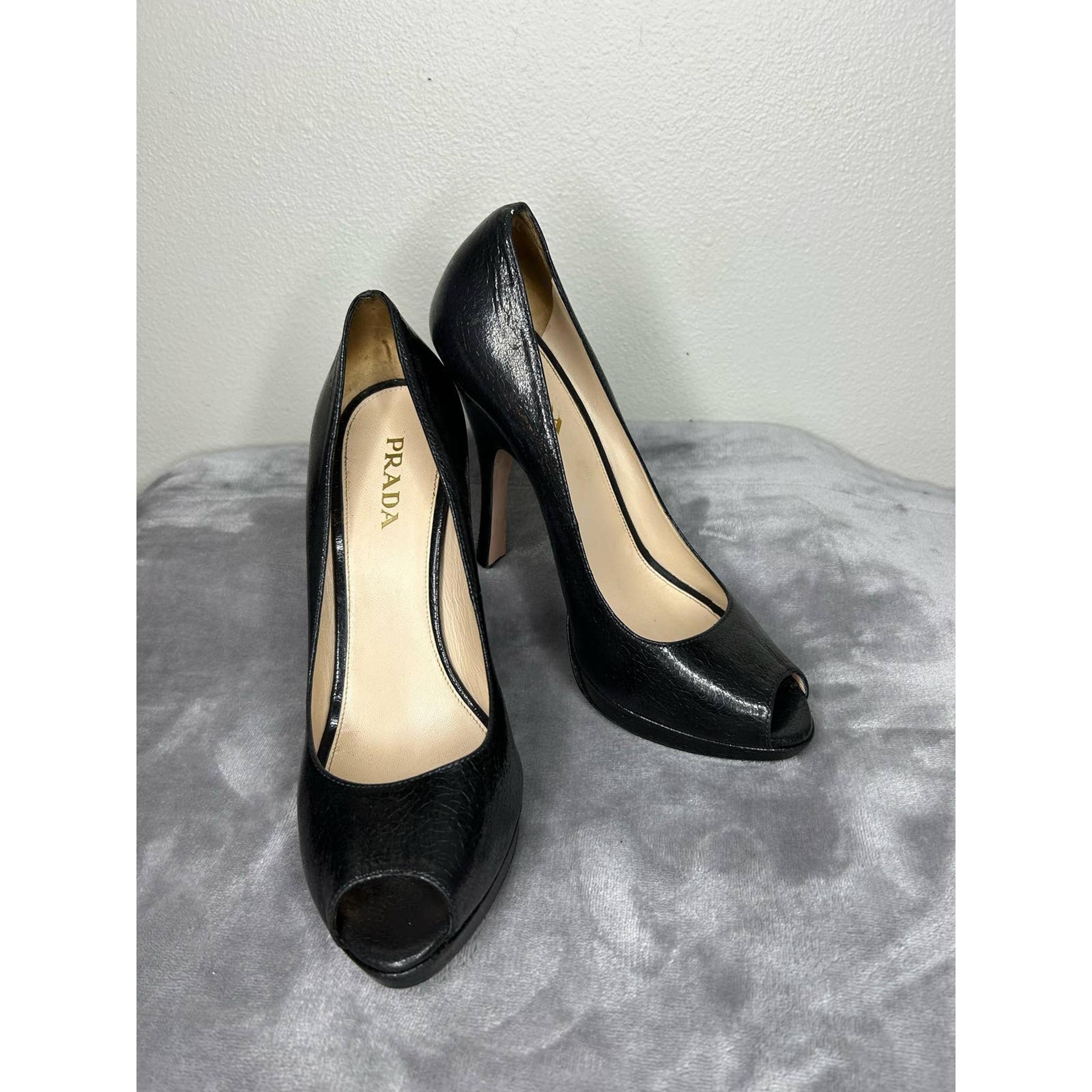 Prada Peeptoe Platform Heels 40