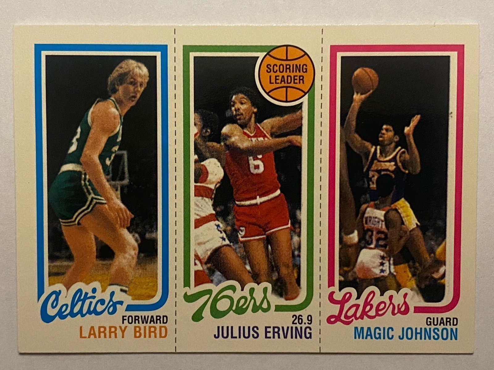 Larry Bird Magic Johnson Julius serving basketball card Topps ‼️‼️ replica ‼️‼️