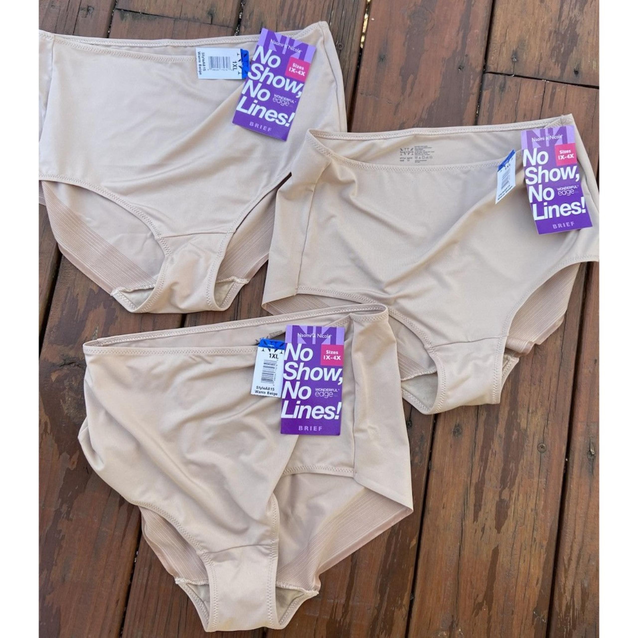 (3) Naomi & Nicole A815 Size 1XL No Show No Lines Warm Beige Brief Panty NWT