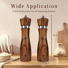 2 Pack Acacia Wood Salt and Pepper Grinder Set,with Ceramic/Stainless Steel Core