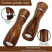 2 Pack Acacia Wood Salt and Pepper Grinder Set,with Ceramic/Stainless Steel Core