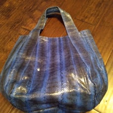 Snakeskin Tote Bag Designer Style Blue Shoulder Bag Purse