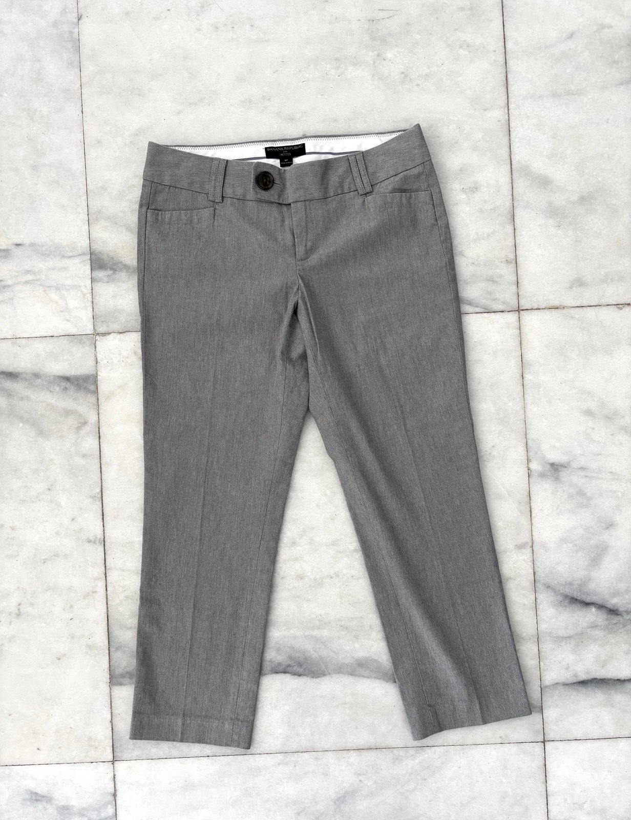 Y2K Banana Republic Dress Pants Crop Gray Stretch Low Rise Womens 8P NWT Career