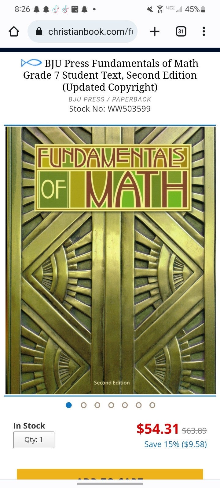 Bob Jones University 3 books 7th Grade Fundamentals of Math