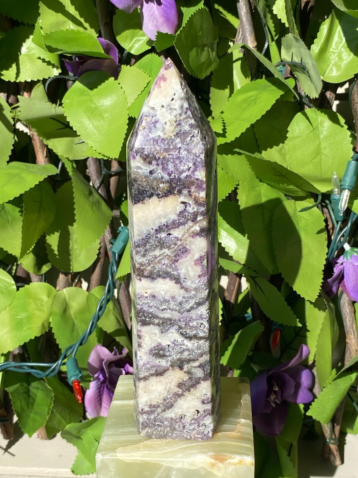 Druzy Sphalerite & Purple Fluorite Point D