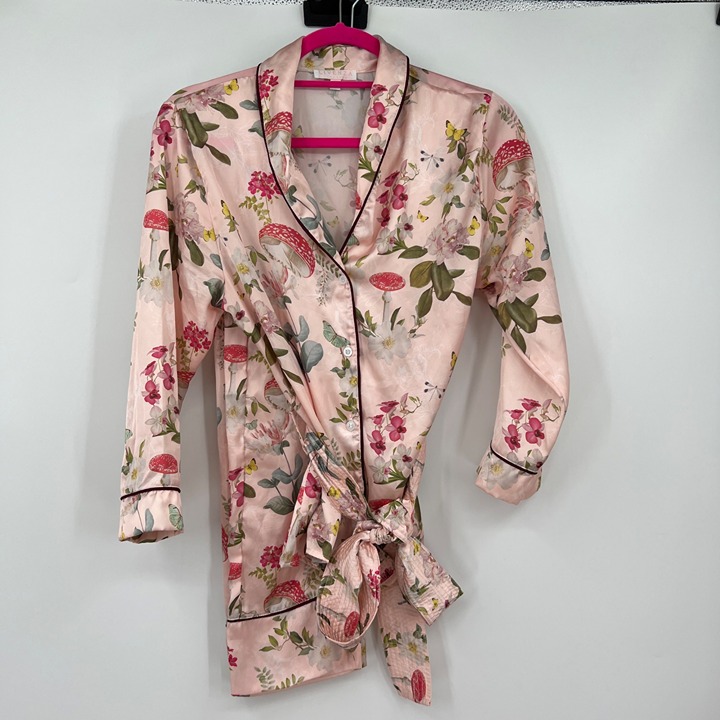 Livenza pajama set pink mushroom floral print woman's size small