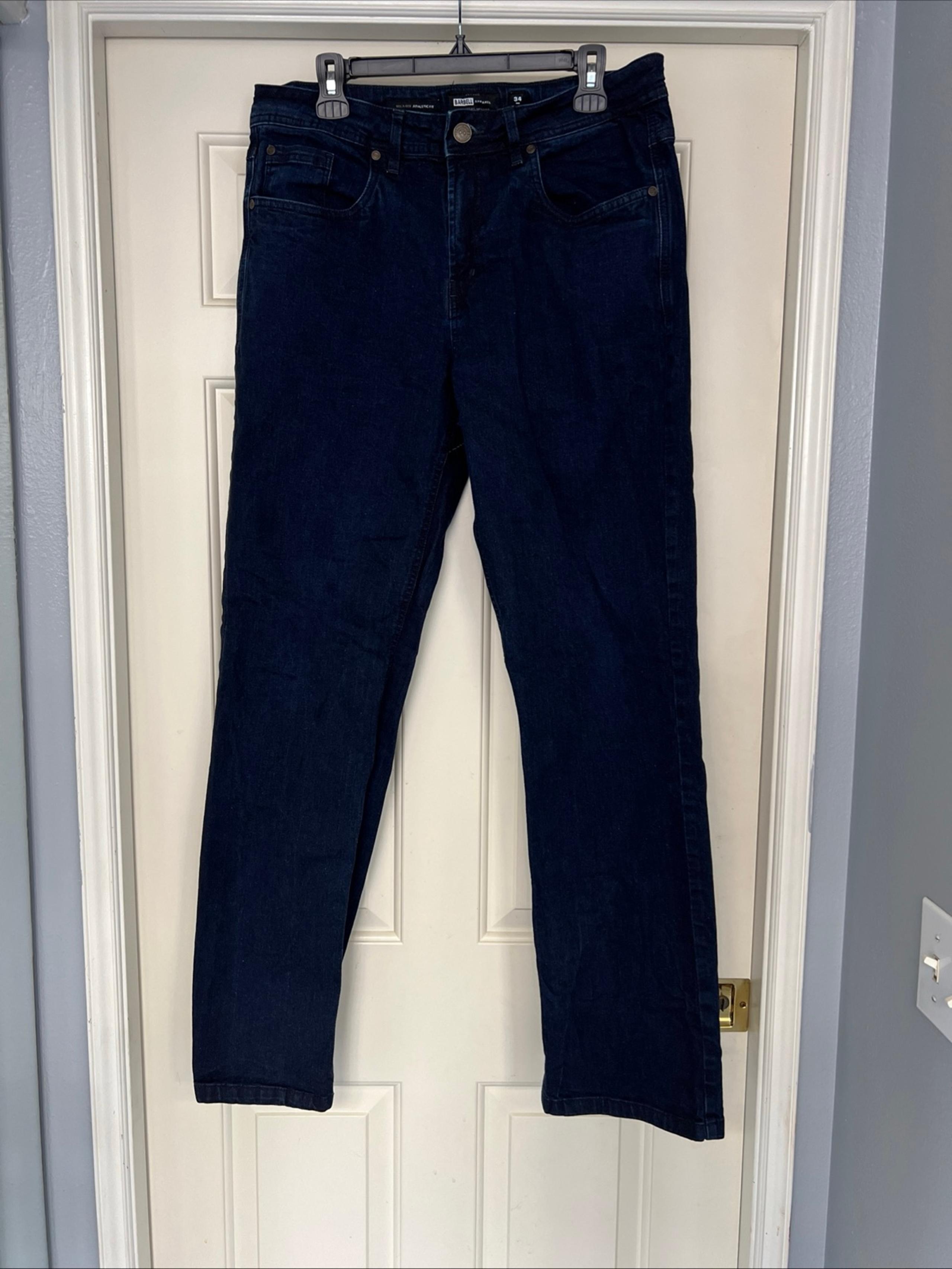Barbell Apparel Relaxed Athletic Fit Dark Wash Blue Jeans