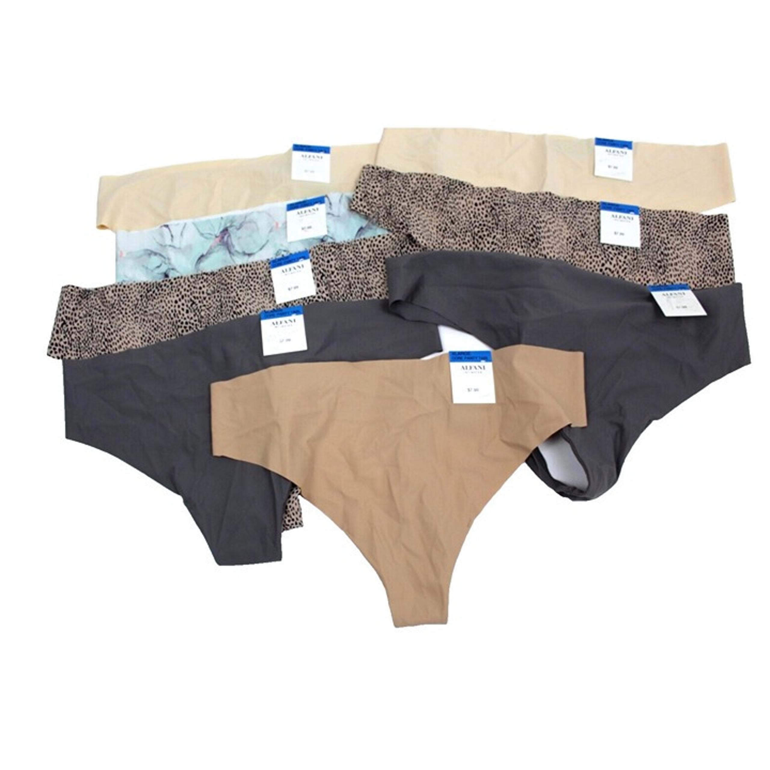 Alfani Lot of 8 Thong Panties Underwear Womens XL Gray Leopard Beige NEW