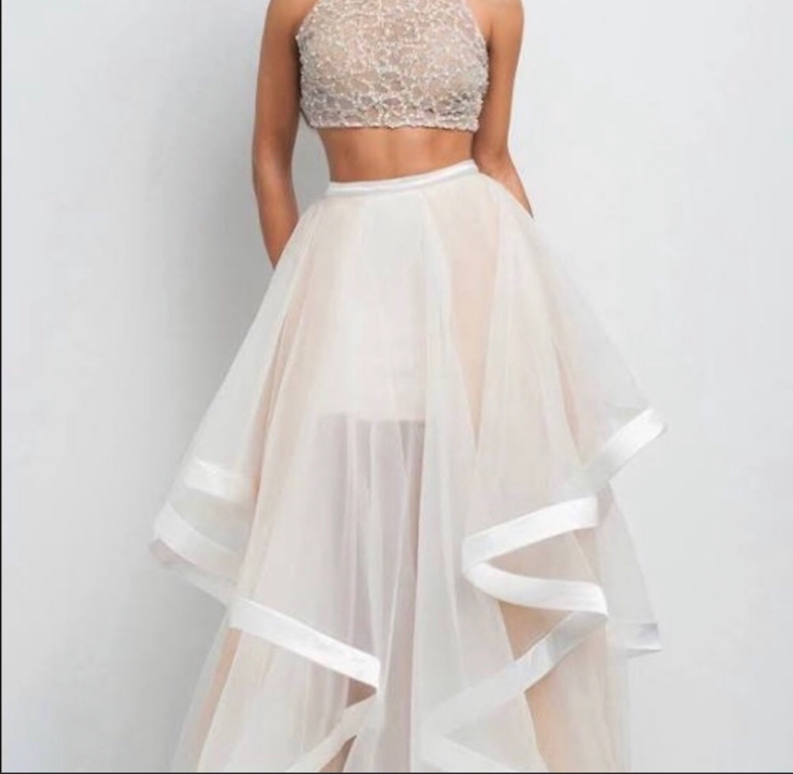 Terani Couture flowy sheer skirt XS