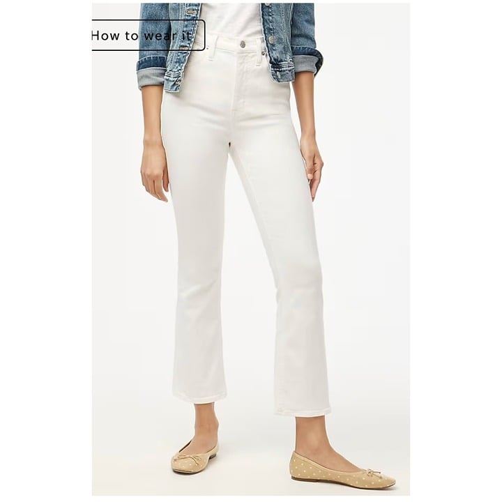 J.Crew 118 Tall flare crop high-rise white jean signature stretch Sz T27 BX544