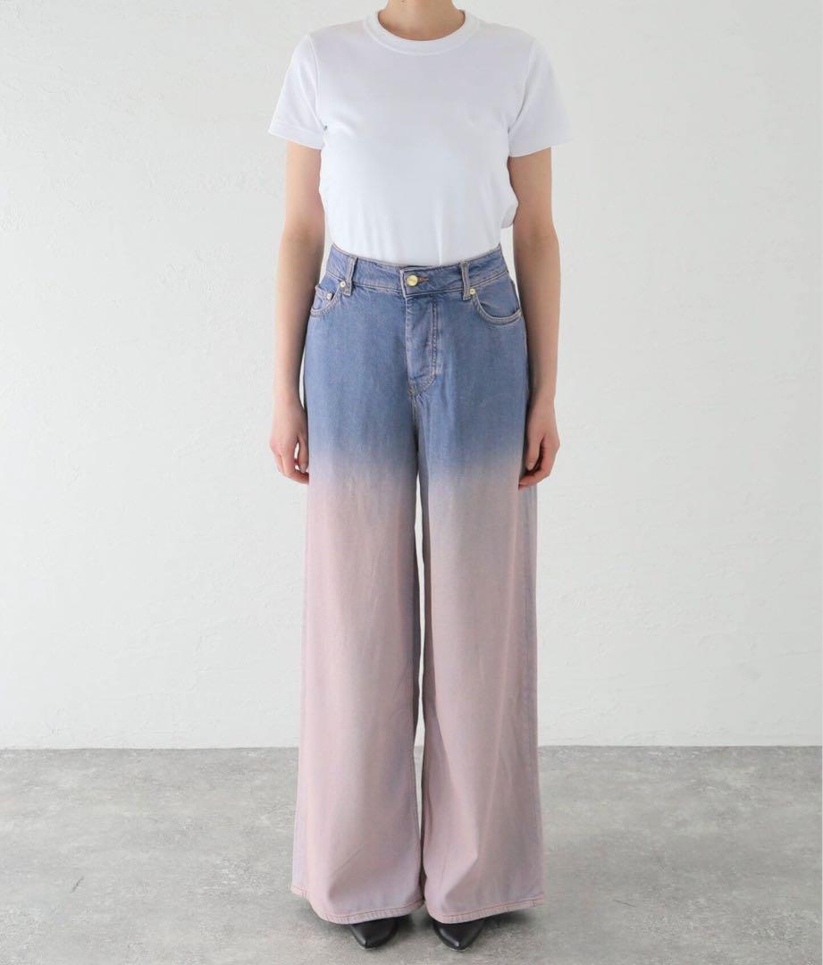 Gray Quill Grey Future Denim Wide Jeans | GANNI US