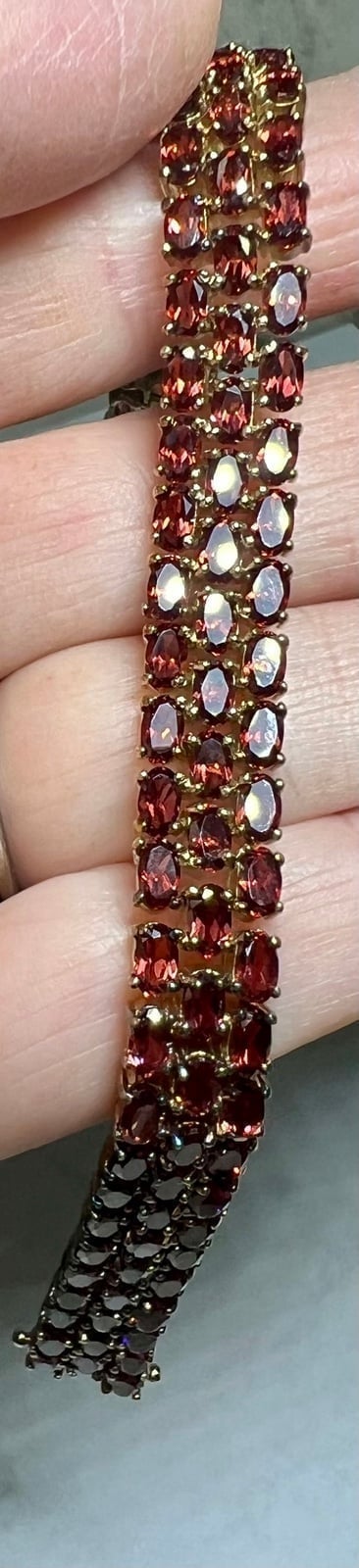 Vintage, Genuine Garnet Gemstones Vermeil (Gold) over Sterling Silver Bracelet