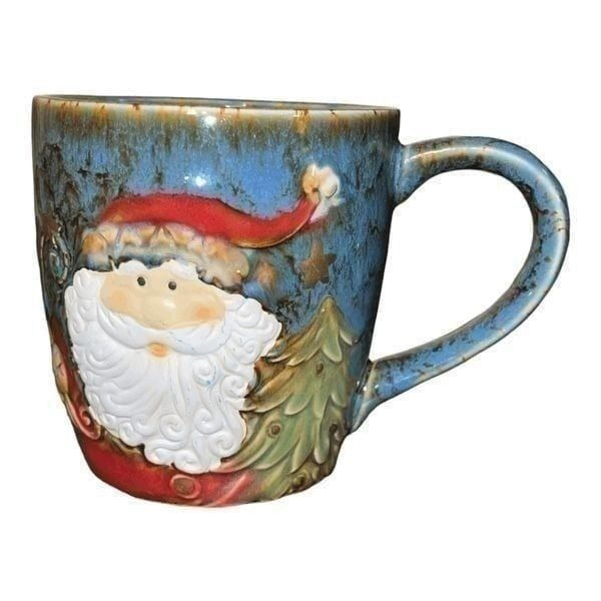 Stoneware Hand Painted Santa Claus 16oz Ceramic Coffee Mug Christmas Mug Holiday