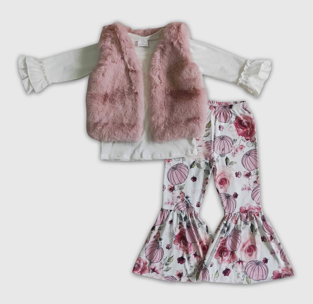 Pink Vest & Flared Pants - 3 Piece Outfit