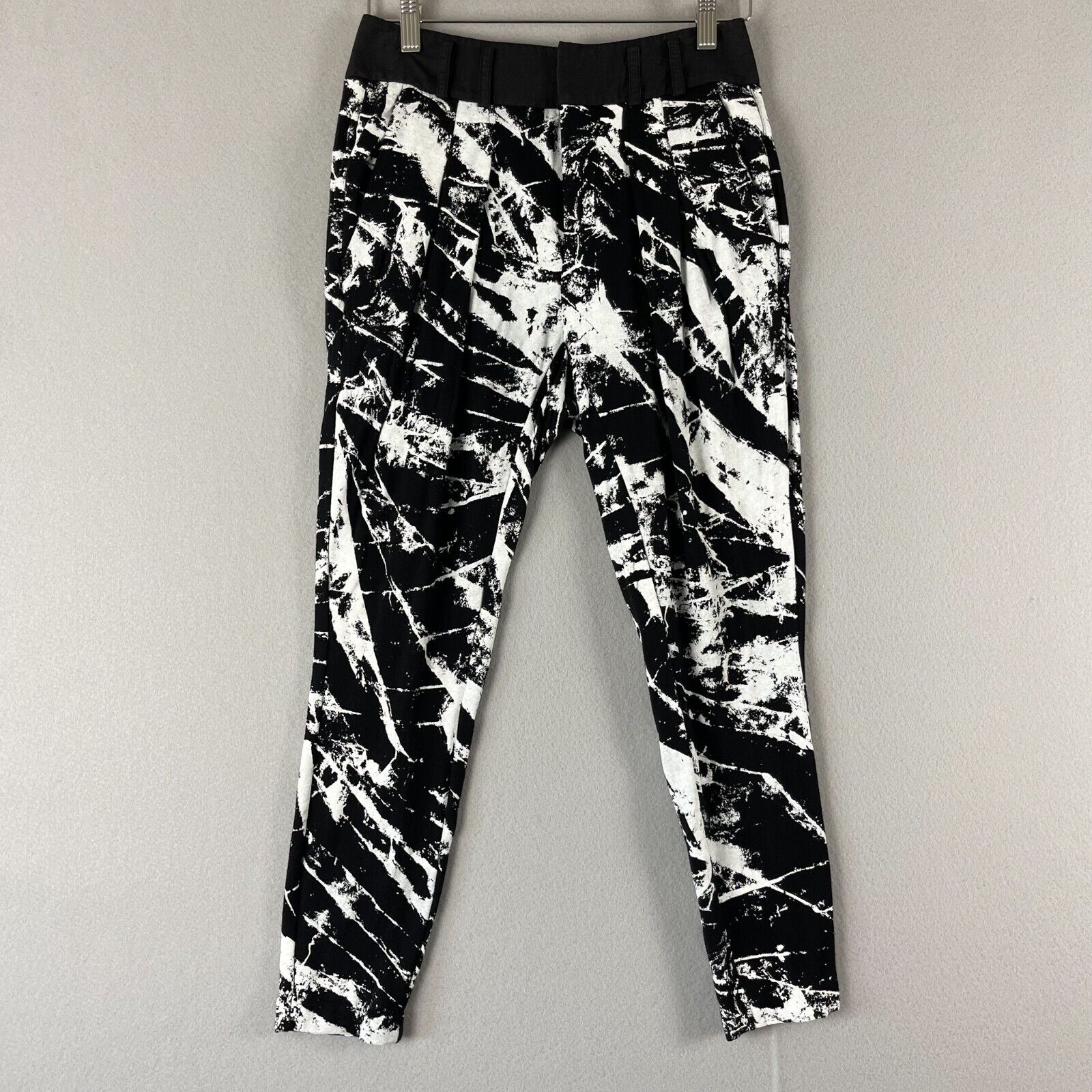 Helmut Lang Skinny Pant Womens Small Black Abstract Ankle Pocket Stretch Artsy