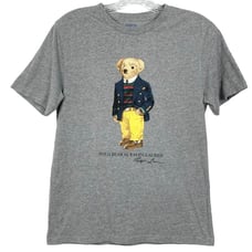 NWOT POLO RALPH LAUREN Tshirt Teens L Bear Short-Sleeve Grey Cotton