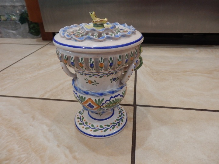 Antique Capodimonte Italy Porcelain Lidded Jar 1920-1940's