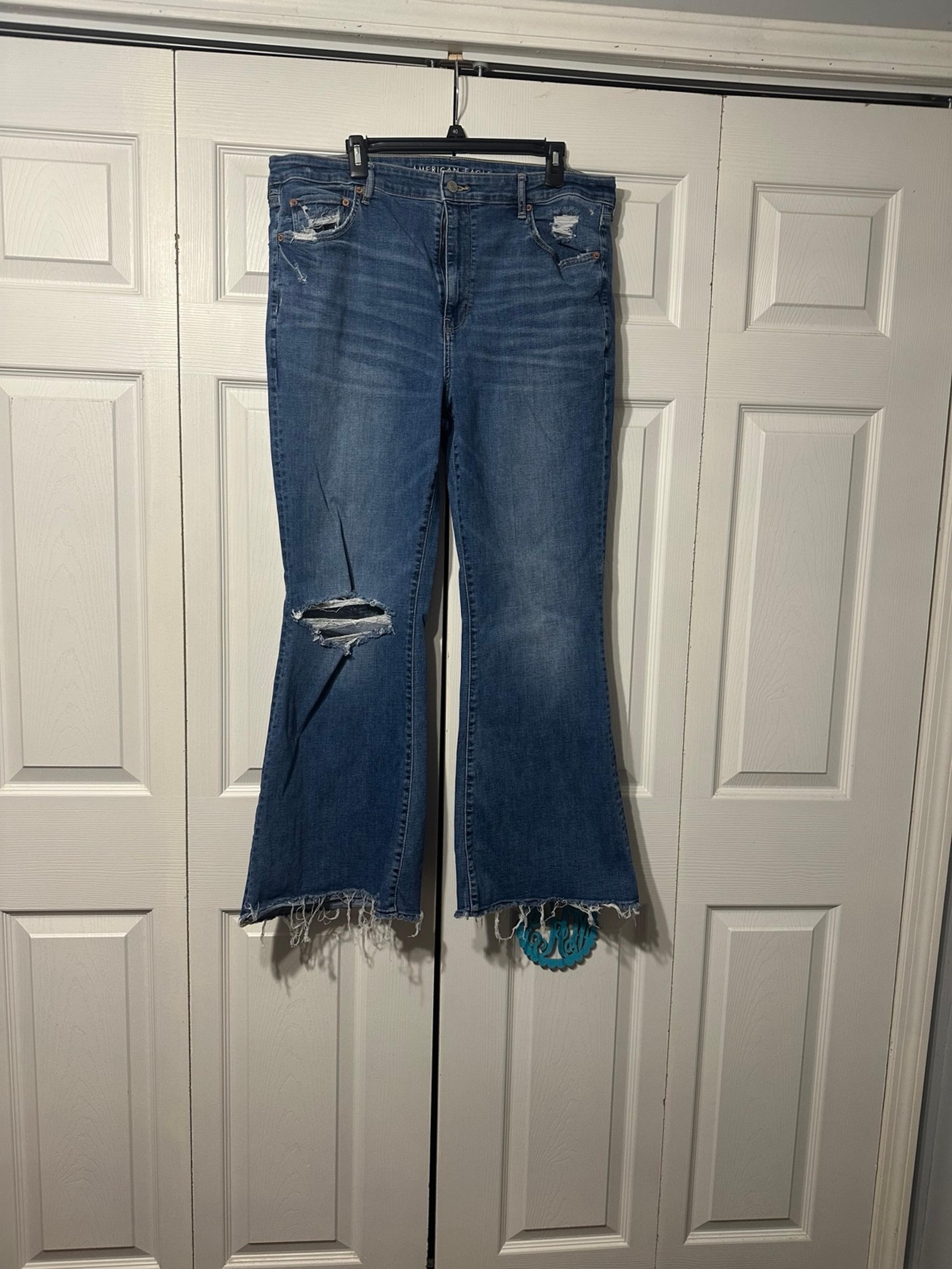 American Eagle Distressed Flare Jeans 18 Regular
