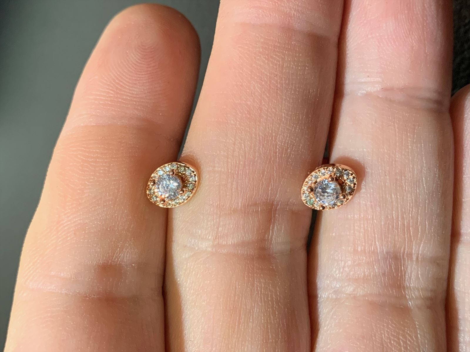 Rose Gold^925 Silver Oval Stud Earrings