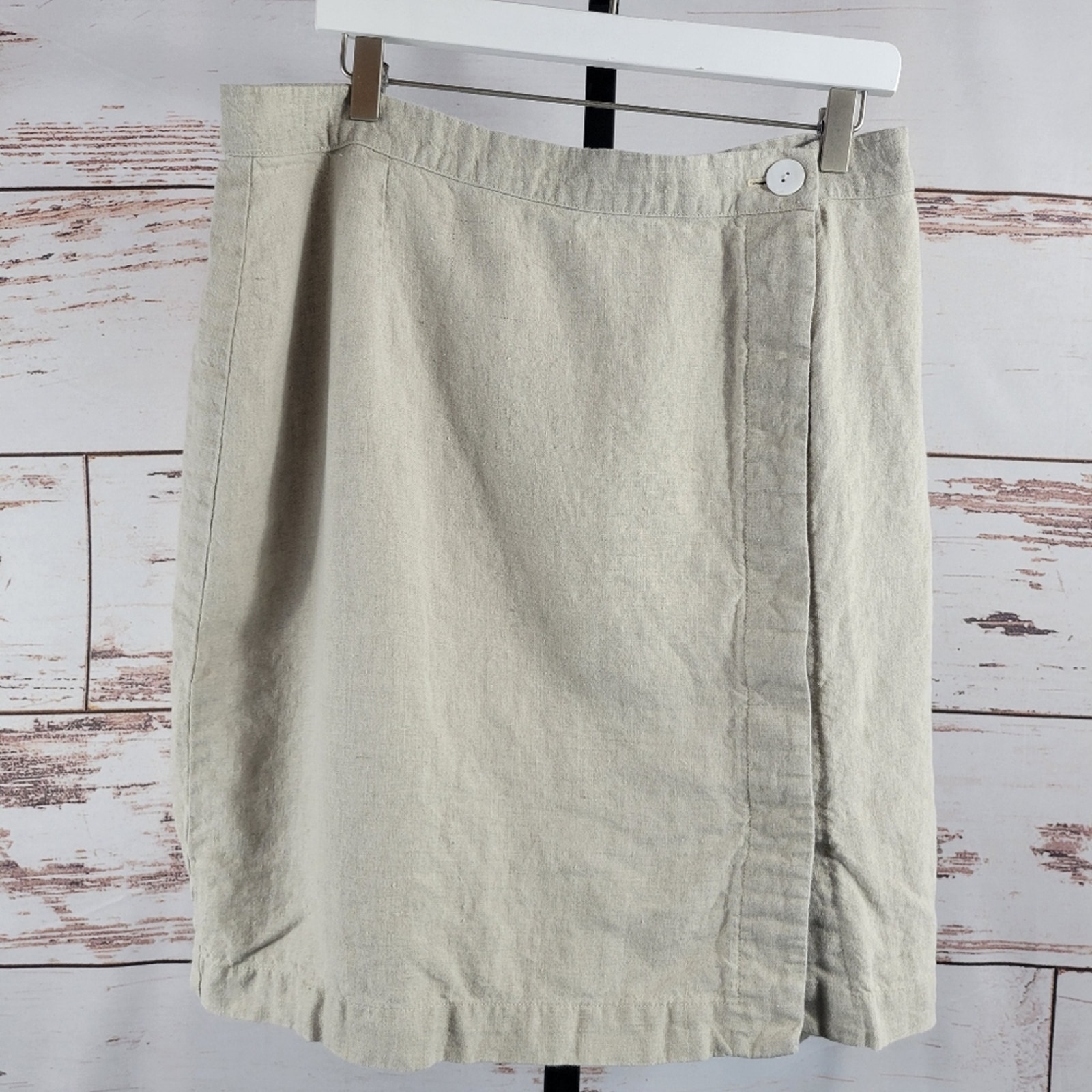 Two Days Off Safra Skirt 100% Linen Mushroom Cream Size XXL