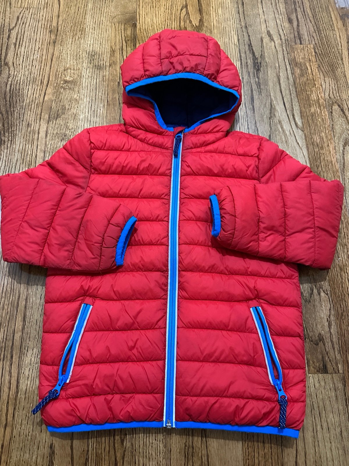 BODEN Cosy Pack-away Padded Jacket 7-8 Yrs Red Puffer Coat Zip Pockets