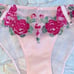 Rare Rose Crystal Bikini Panty Mesh Lace Floral Small