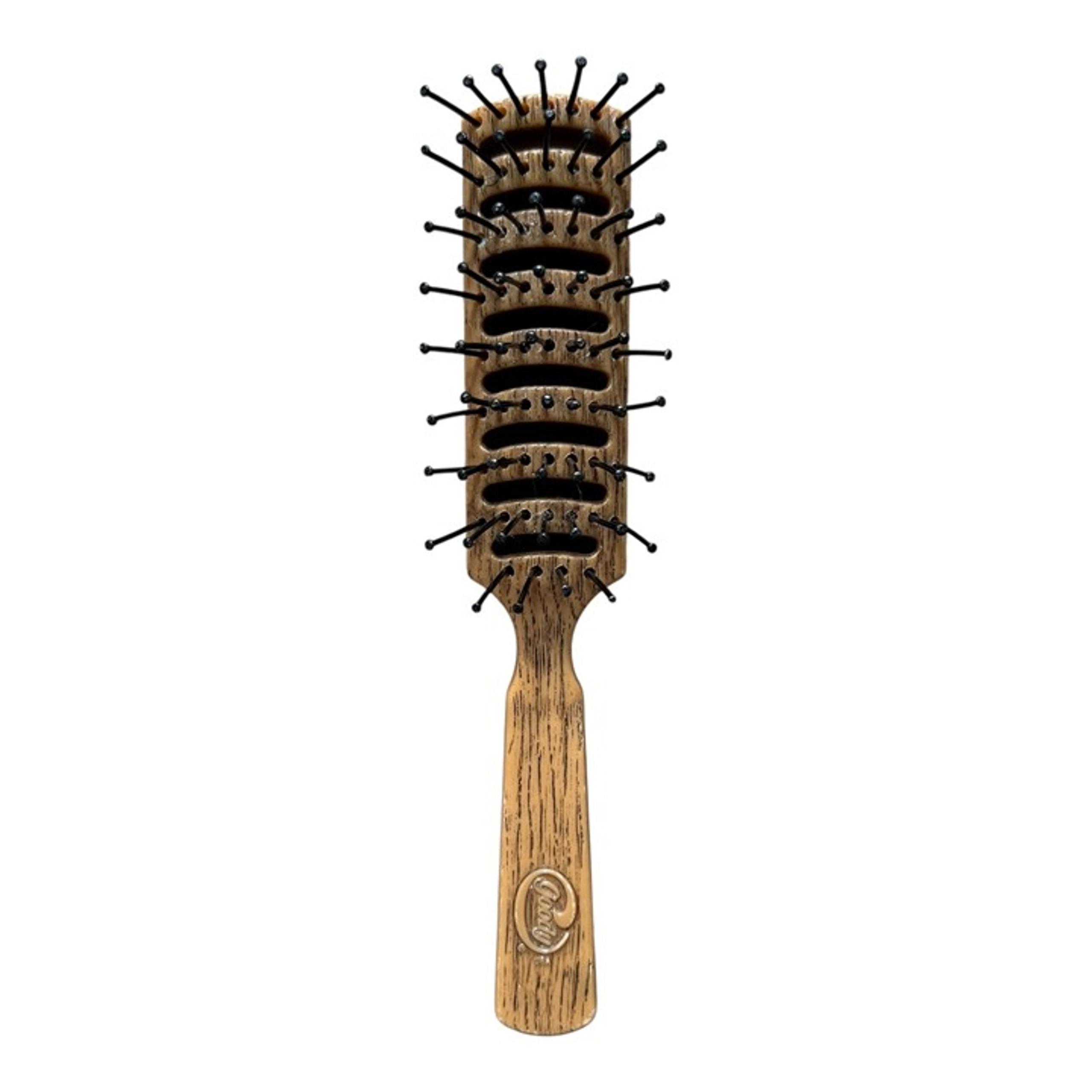 Vtg 80s Goody Vented Detangle Faux Wood Grain Hair Brush 7.5 in Ball Tip USA