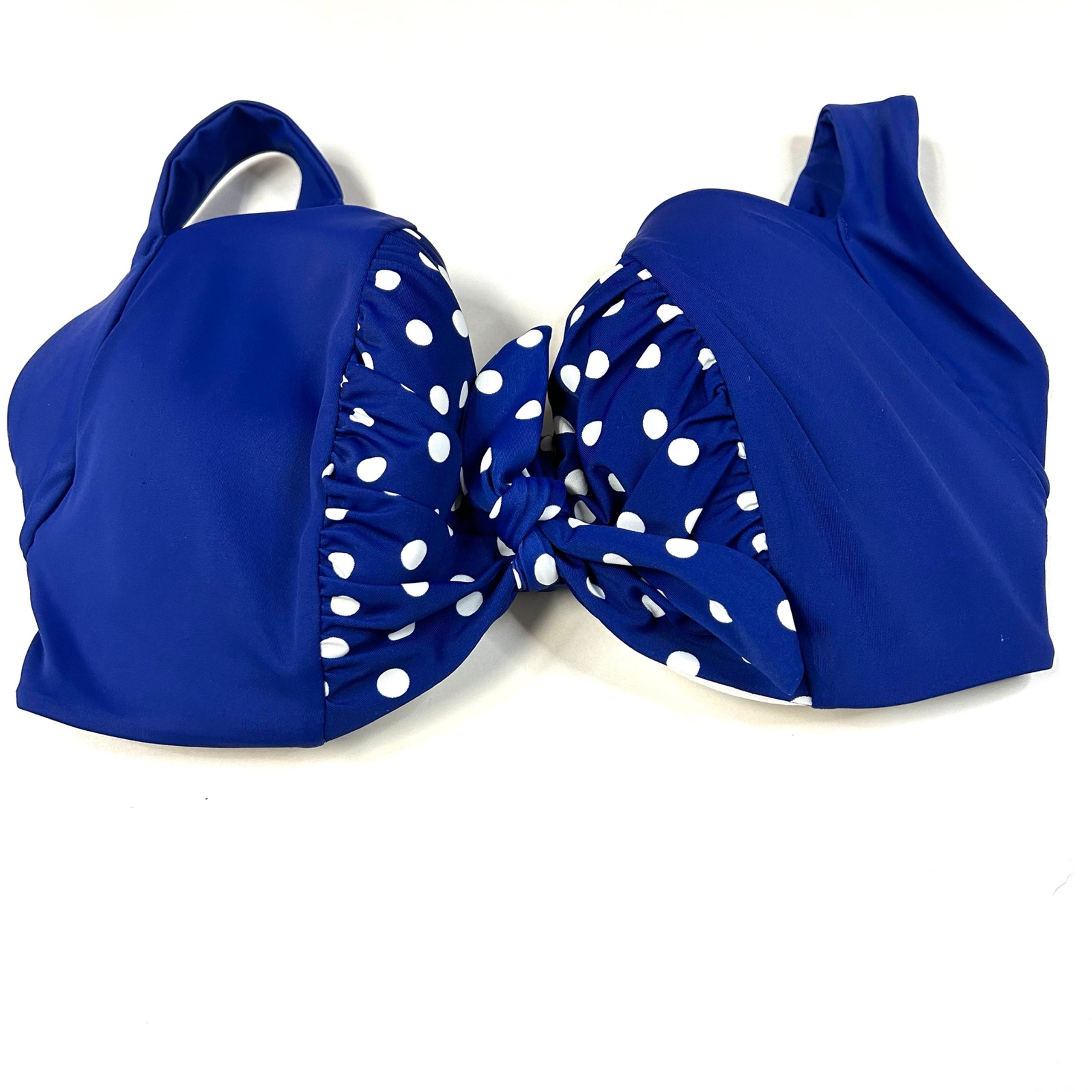 Panache Swim 34FF Bikini Top Blue White Polkadots Annalise SW0932 #1117