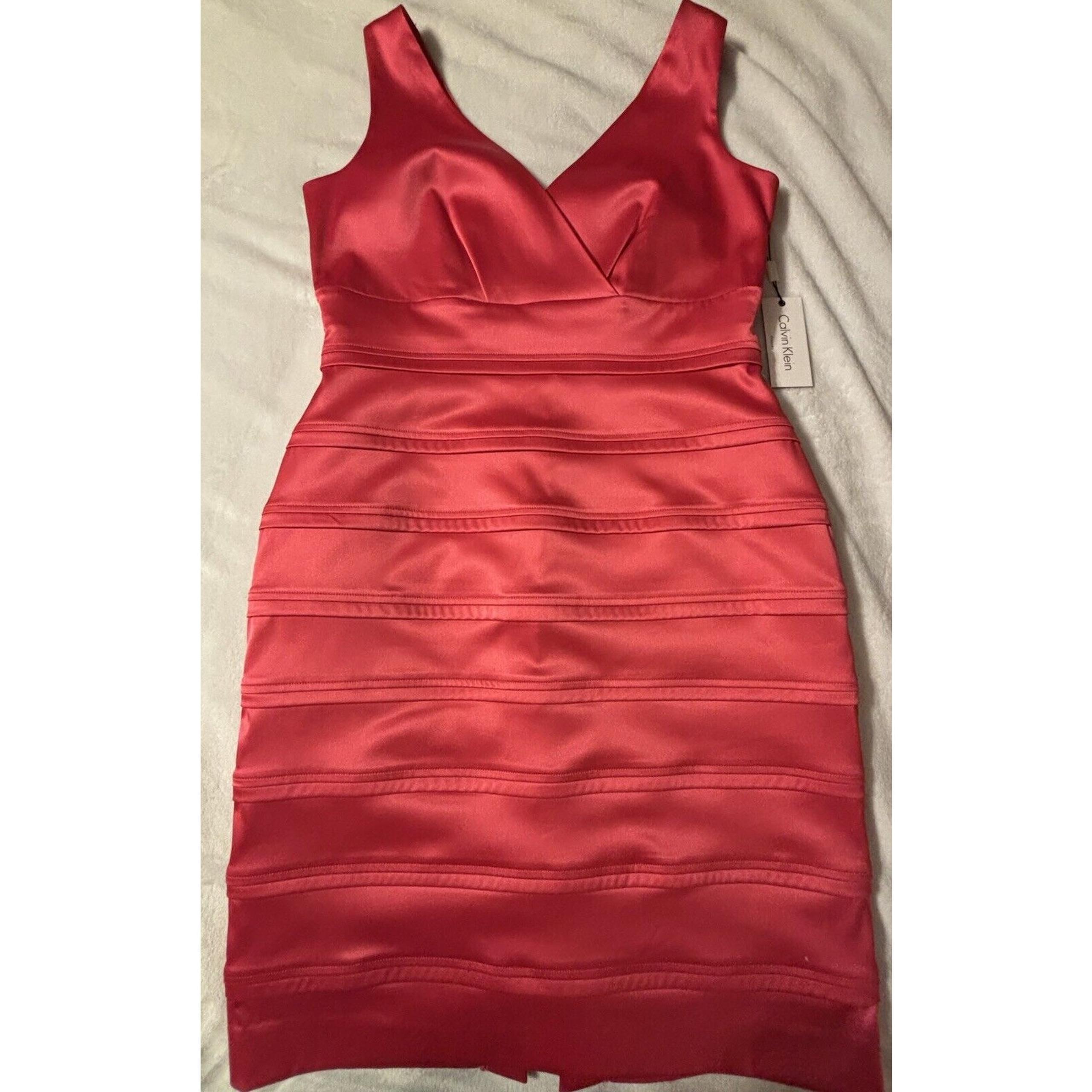 BNWT Calvin Klein Cocktail Hot Pink Dress size 12 New W Tags