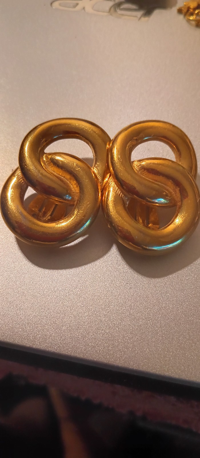 Vintage Givenchy Big Gold tone 2 inch Earrings