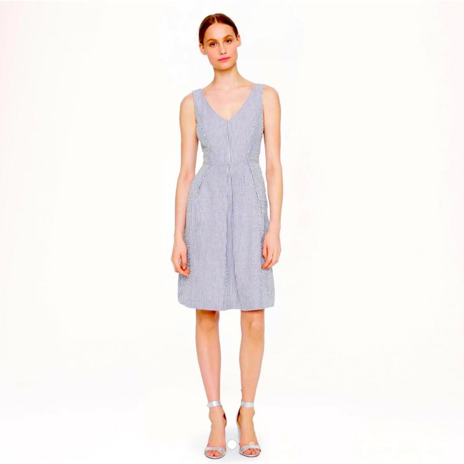 J. Crew Blue & White Seersucker Sleeveless Dress | Fully lined | Size 8