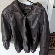 Men's Preston & York brown leather bomber jacket 100% leather sz large